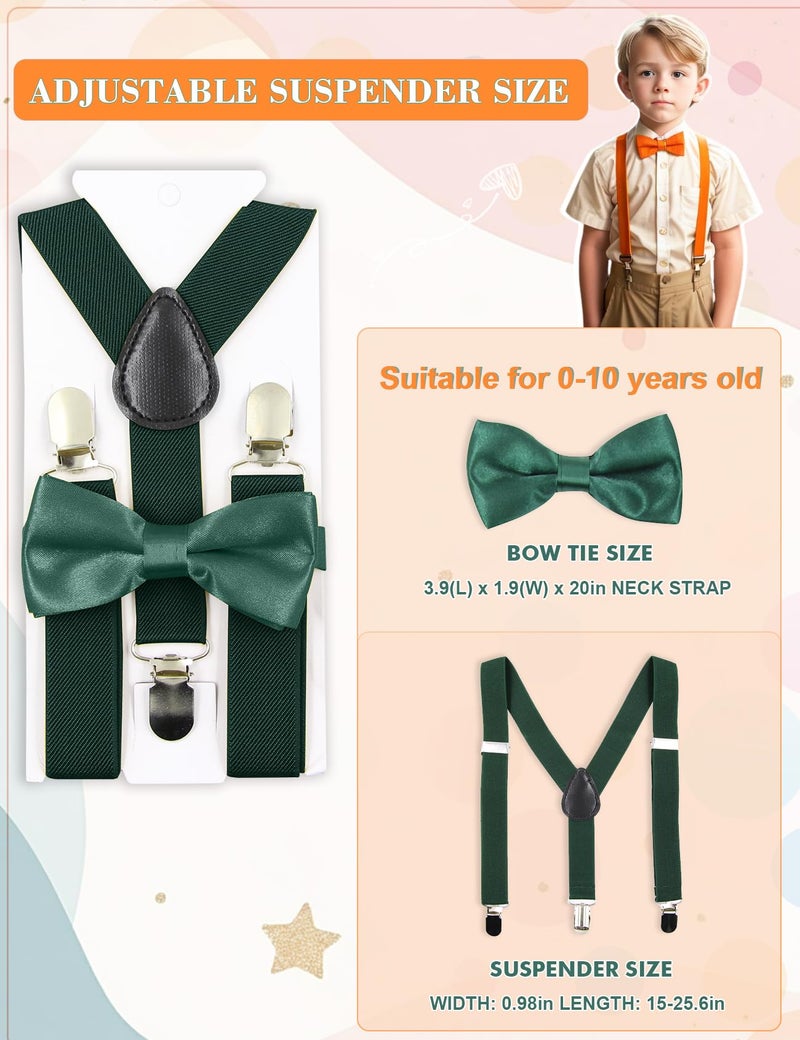 Hanerdun Kids Suspender Bowtie Sets Adjustable Suspender With Bow Ties Gift Idea For Boys And Girls,Orange,One Size - Image 3